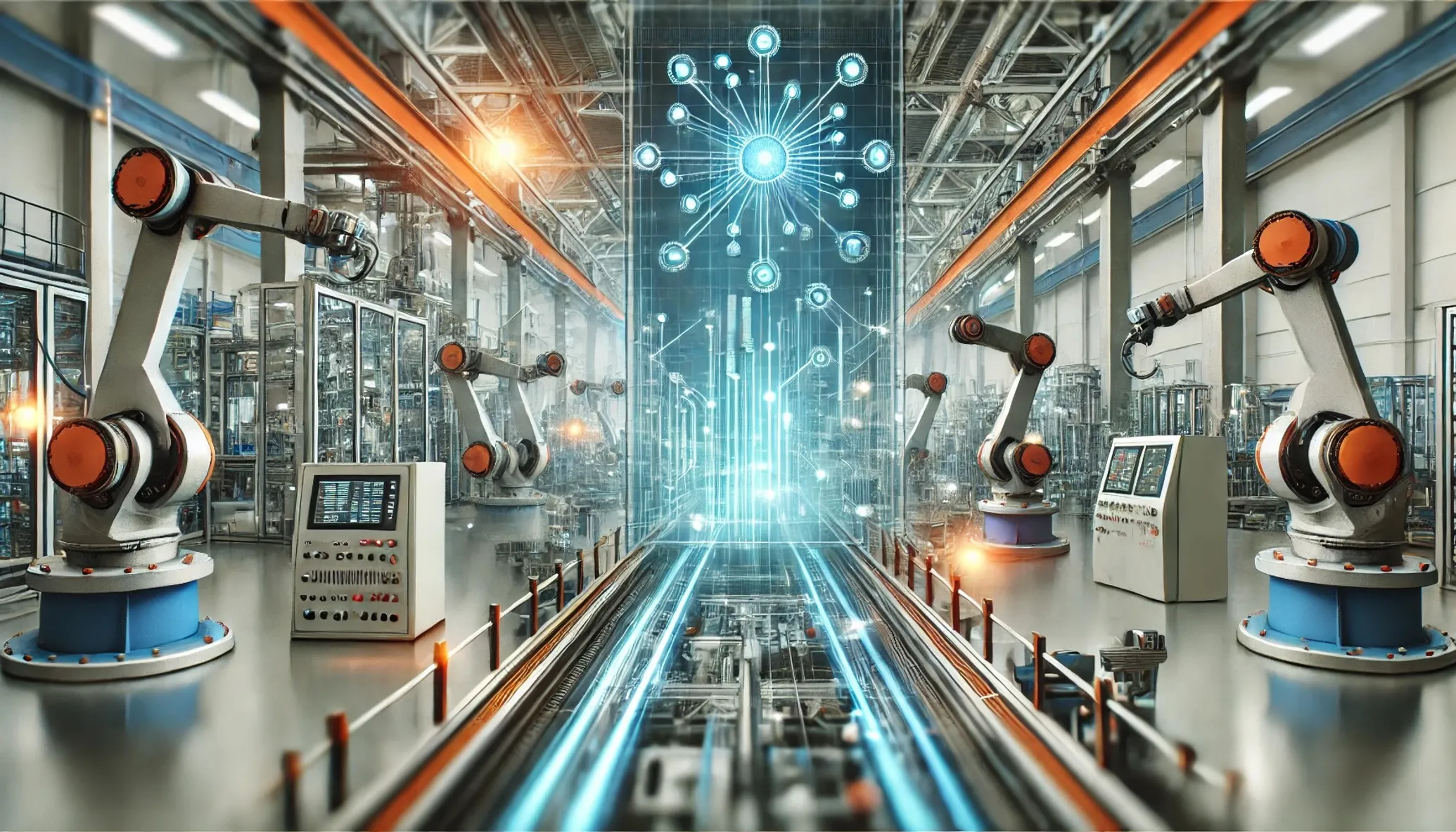 Modern logistics warehouse with advanced automation